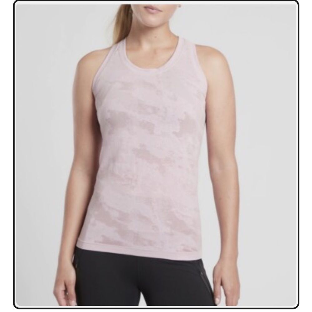 Athleta “Momentum” Lavender Camo Racerback Ribbed Exercise Workout Tank Sz Small